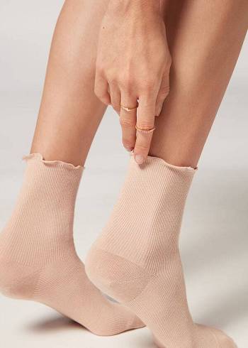 Dámské Ponožky Calzedonia Žebrovaný Krátké Hnědožlutý | CZ1706LH