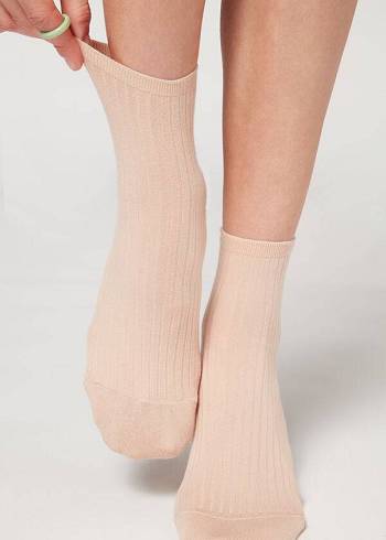 Dámské Ponožky Calzedonia Žebrovaný Krátké Béžový Hnědé | CZ1709CE