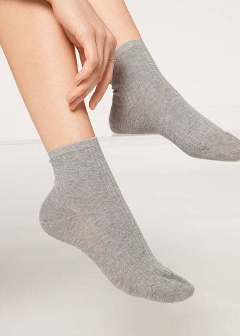Dámské Ponožky Calzedonia Žebrovaný Krátké Šedé | CZ1714QZ