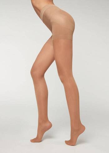 Dámské Punčochové Kalhoty Calzedonia 30 Denier Total Shaper Sheer Hnědé | CZ2998FM