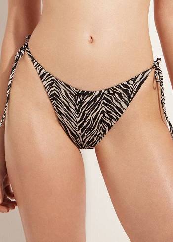 Dámské Spodní Díl Bikin Calzedonia Tanga Zebra Nairobi Černé | CZ2550PQ