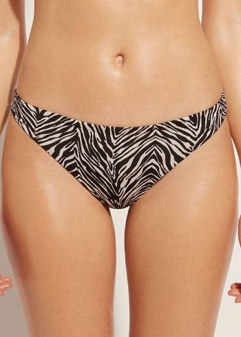 Dámské Spodní Díl Bikin Calzedonia Zebra Nairobi Černé | CZ2530RW