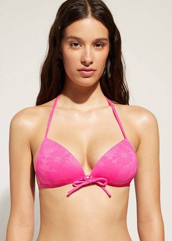 Dámské Topy Do Bikin Calzedonia Graduated Polstrovaný Triangle Antibes Růžové | CZ2463LH