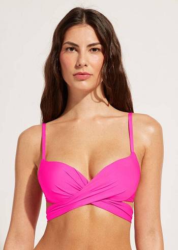Dámské Topy Do Bikin Calzedonia Graduated Polstrovaný Push Up Indonesia Růžové | CZ2469DN