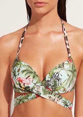 Dámské Topy Do Bikin Calzedonia Polstrovaný Push-Up Nairobi Eco Zelene | CZ2320YU