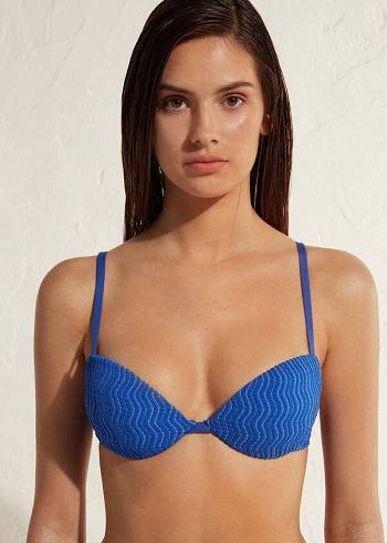 Dámské Topy Do Bikin Calzedonia Polstrovaný Push-Up Mykonos Blankyt | CZ2322RW