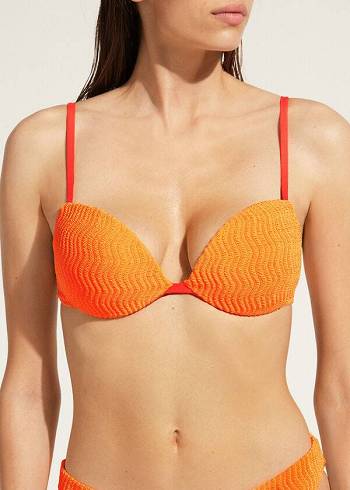 Dámské Topy Do Bikin Calzedonia Polstrovaný Push-Up Mykonos Oranžové | CZ2323EX
