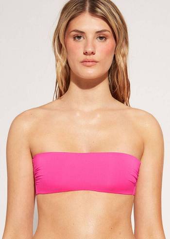 Dámské Topy Do Bikin Calzedonia Polstrovaný Bandeau Indonesia Eco rosa Růžové | CZ2386KI
