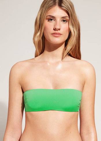 Dámské Topy Do Bikin Calzedonia Polstrovaný Bandeau Indonesia Eco rosa Zelene | CZ2387JJ