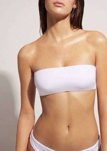 Dámské Topy Do Bikin Calzedonia Polstrovaný Bandeau Indonesia Eco rosa Bílé | CZ2389GL