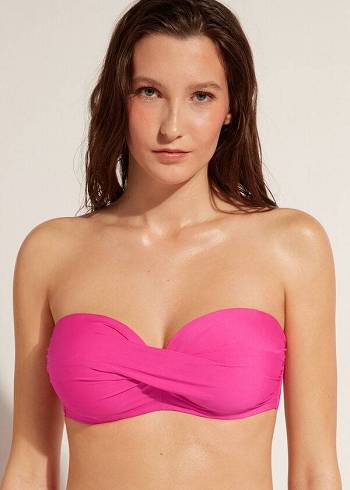 Dámské Topy Do Bikin Calzedonia Polstrovaný Bandeau Indonesia Eco cobey Růžové | CZ2391DN