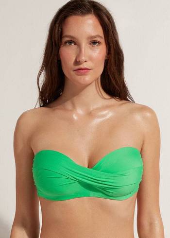 Dámské Topy Do Bikin Calzedonia Polstrovaný Bandeau Indonesia Eco cobey Zelene | CZ2392SO