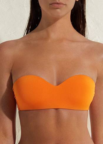 Dámské Topy Do Bikin Calzedonia Polstrovaný Bandeau Indonesia Eco Oranžové | CZ2399TV
