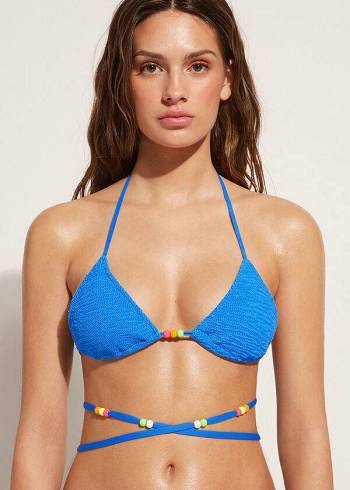Dámské Topy Do Bikin Calzedonia Triangle String Tie San Diego Blankyt | CZ2128NB