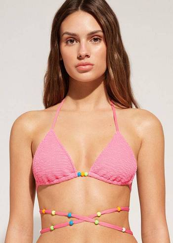 Dámské Topy Do Bikin Calzedonia Triangle String Tie San Diego Růžové | CZ2129MA