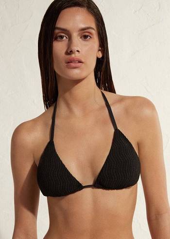 Dámské Topy Do Bikin Calzedonia Triangle String Mykonos Černé | CZ2136UT