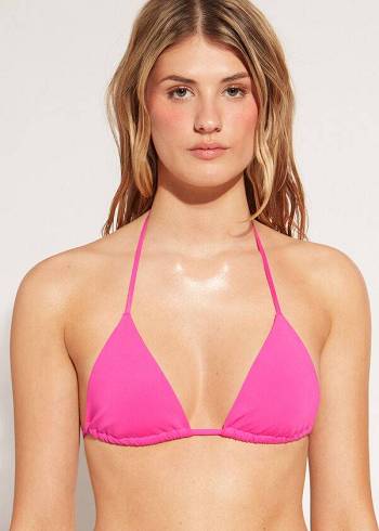 Dámské Topy Do Bikin Calzedonia Triangle String Indonesia Eco rosa Růžové | CZ2147KI